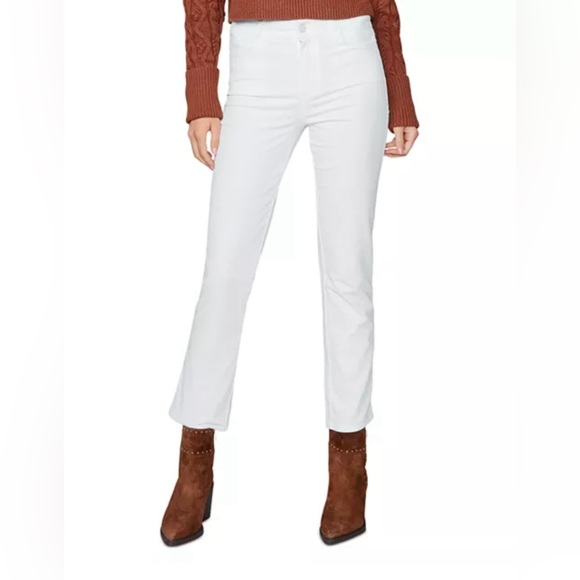 New Paige Cindy High Rise Ankle Straight Corduroy Jeans in Ecru - Picture 5 of 11